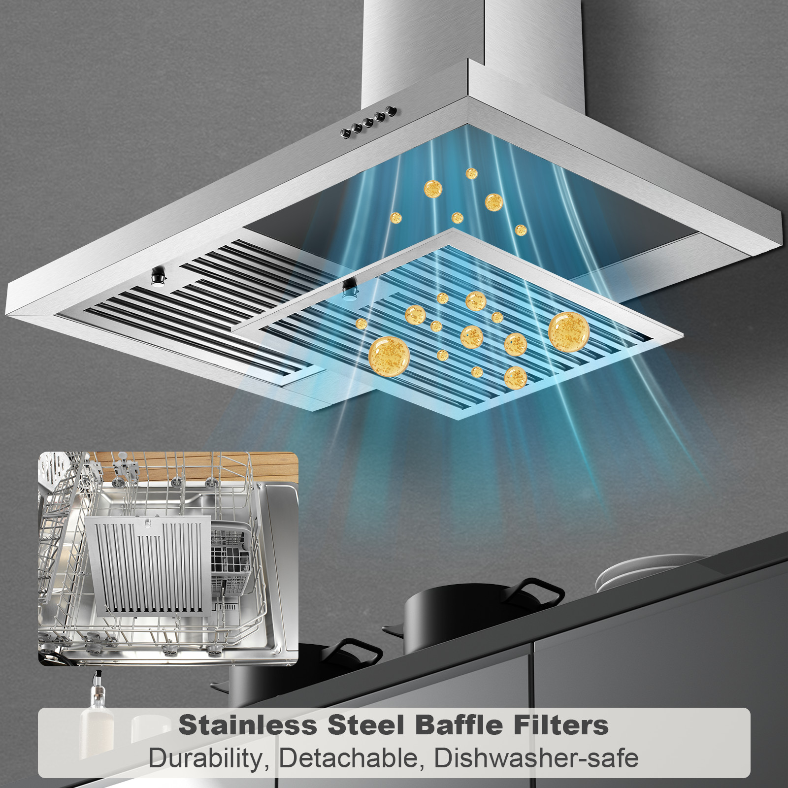 30" Over Range Exhaust 450CFM 3 Speed Less Than 55dB Long LED Illumination gallery