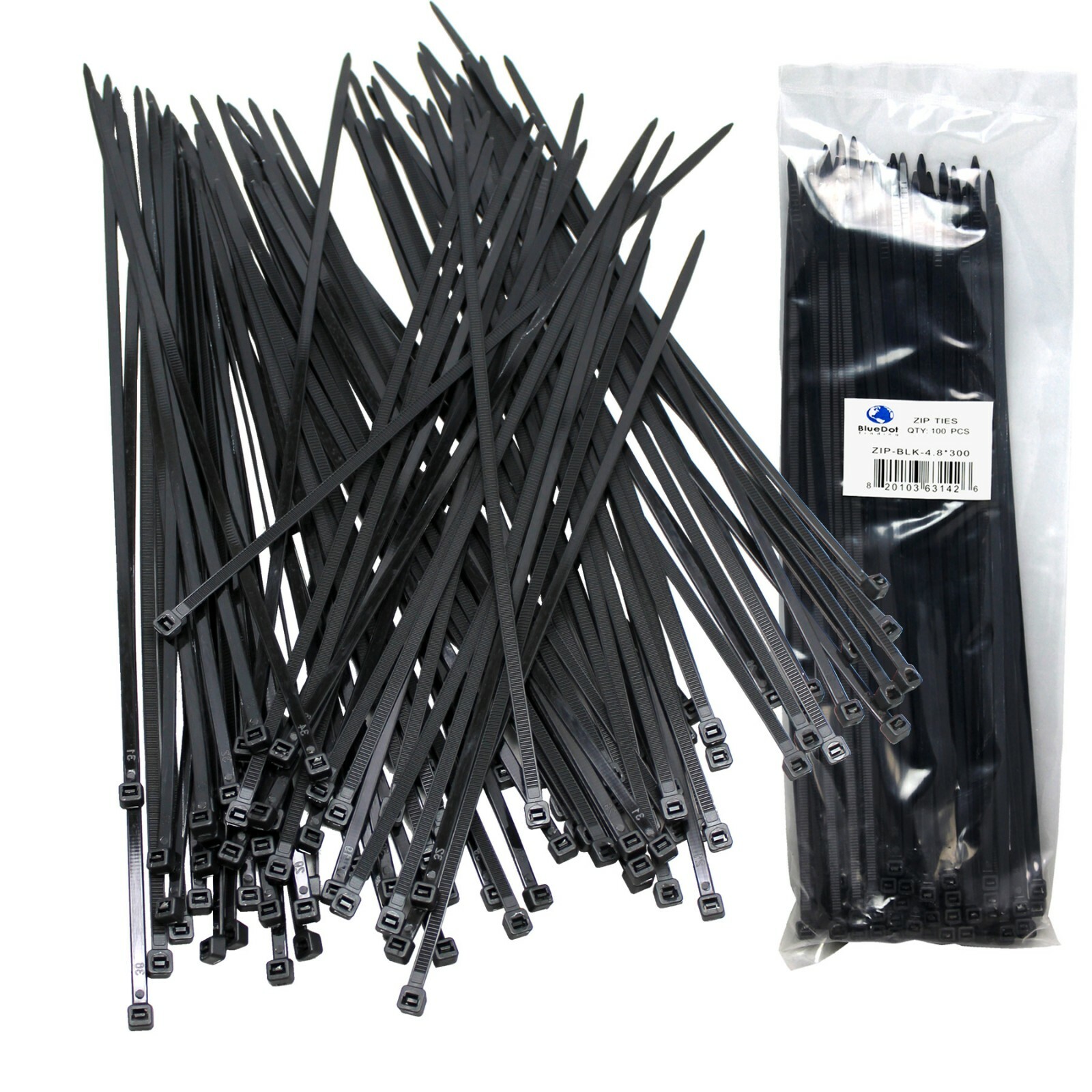 100X Plastic Cable Nylon Zip Ties Wrap Extra Heavy Duty Wire Fastener 12" Long gallery