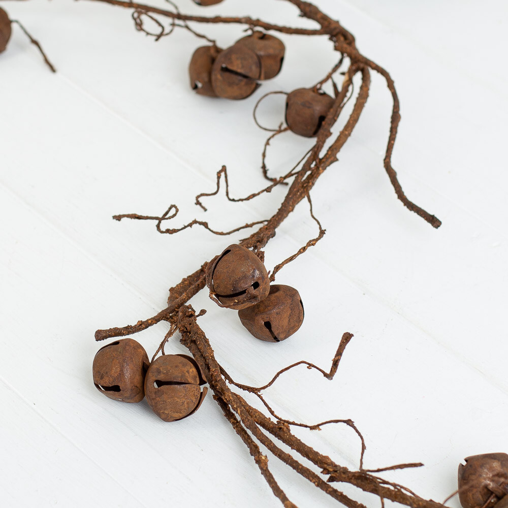 6-1/2 ft Long Primitive Rustic Metal Jingle Bells Garland gallery