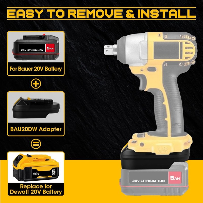 Battery Adapter For Bauer 20v Li-ion Convert to for Dewalt 18v 20v Cordless Tool gallery