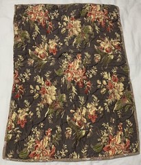 One Single Pottery Barn Pillow Sham Standard Floral Striped Brown Quilted Ties