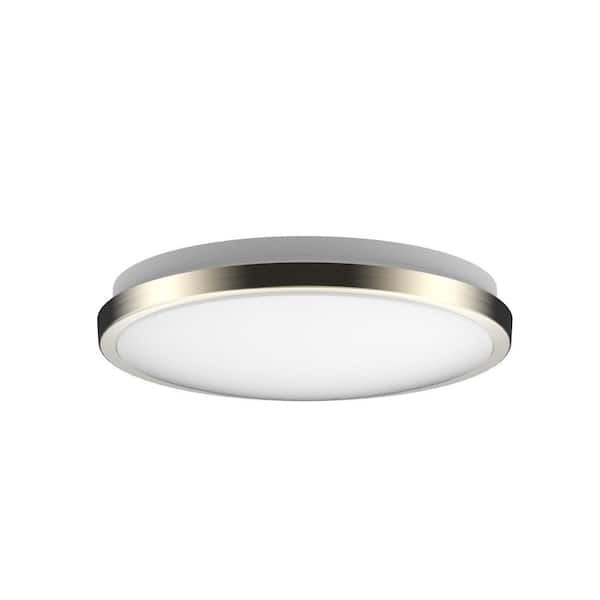 DYMOND 10 in. Modern Ring Brushed Nickel LED Flush Mount Ceiling Light Fixture gallery