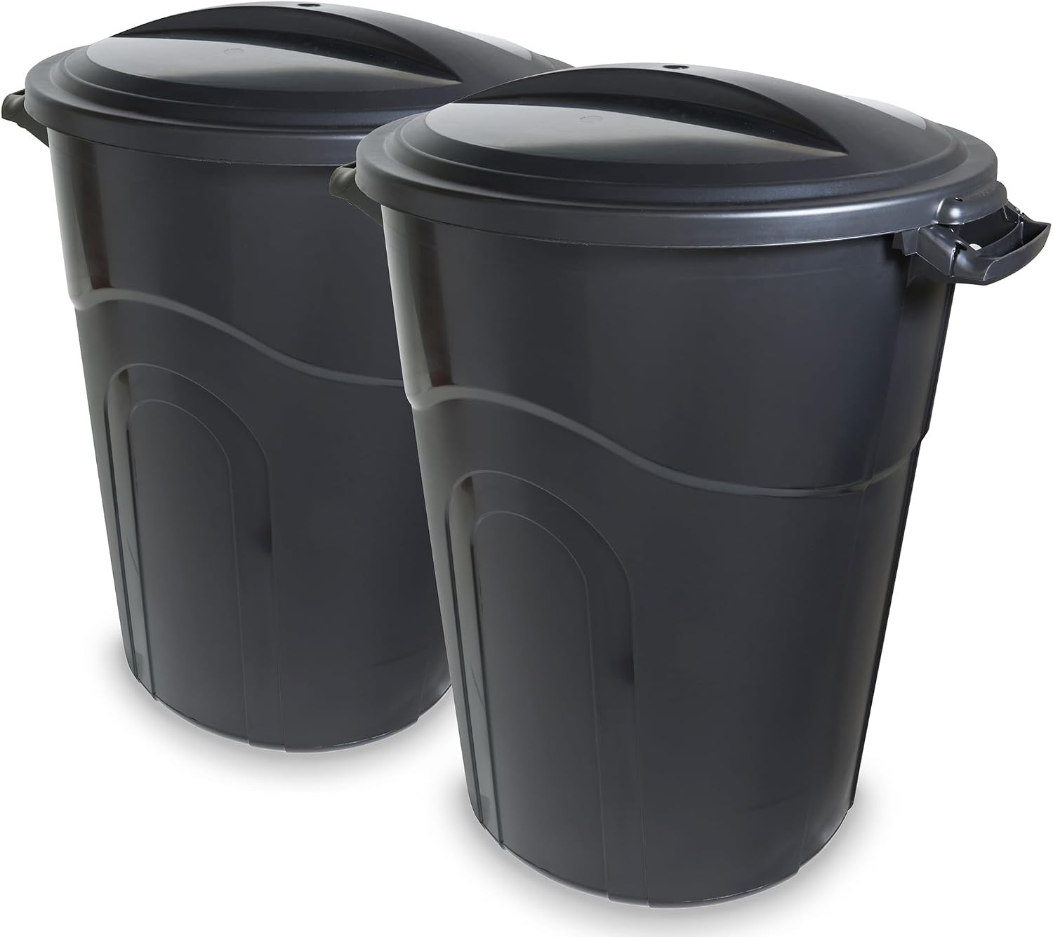 United Solutions 32 Gallon Outdoor Garbage Can Black 2pk gallery