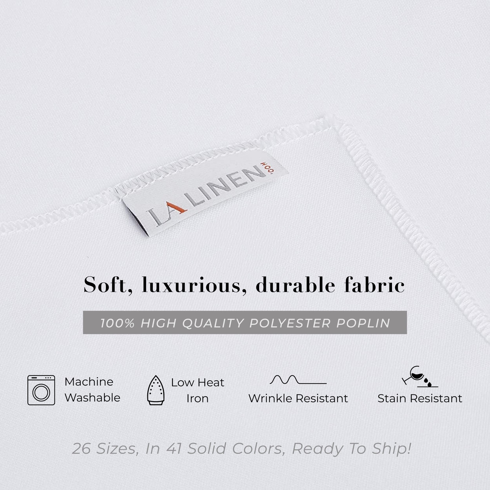LA Linen Polyester Poplin Washable Rectangular Tablecloth, Stain and Wrinkle ... gallery