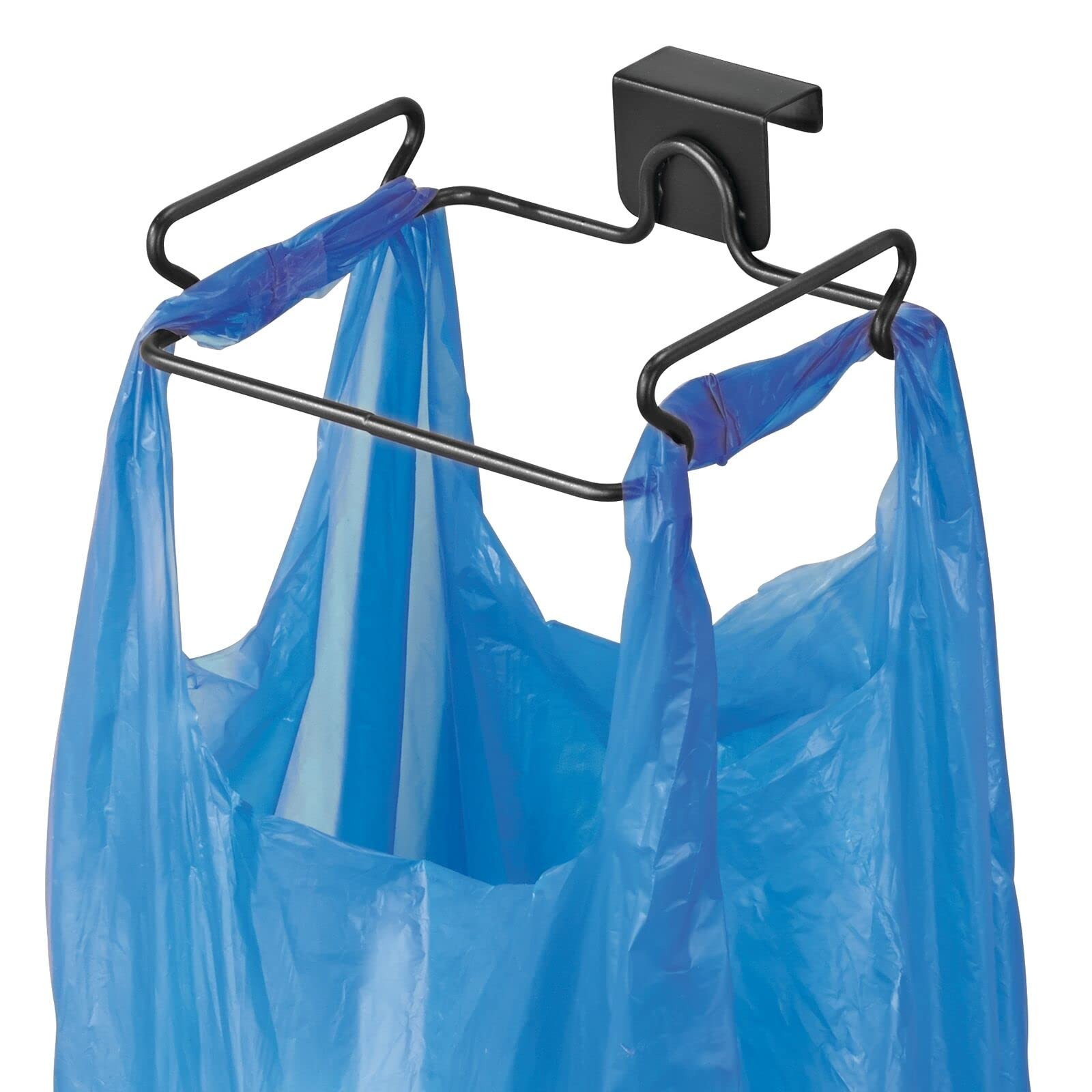 mDesign Over the Cabinet Metal Wire Small Garbage Container, Small, Blue gallery