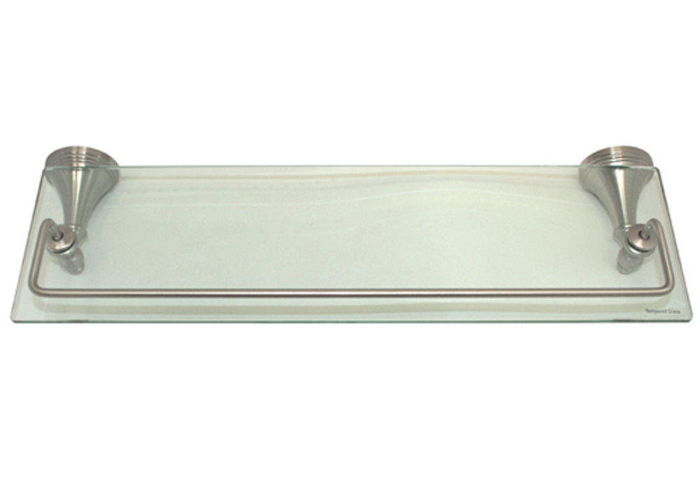 House Guard Hardware Satin Nickel Bathroom Accessories 18" x 6" Glass Shelf Bath gallery