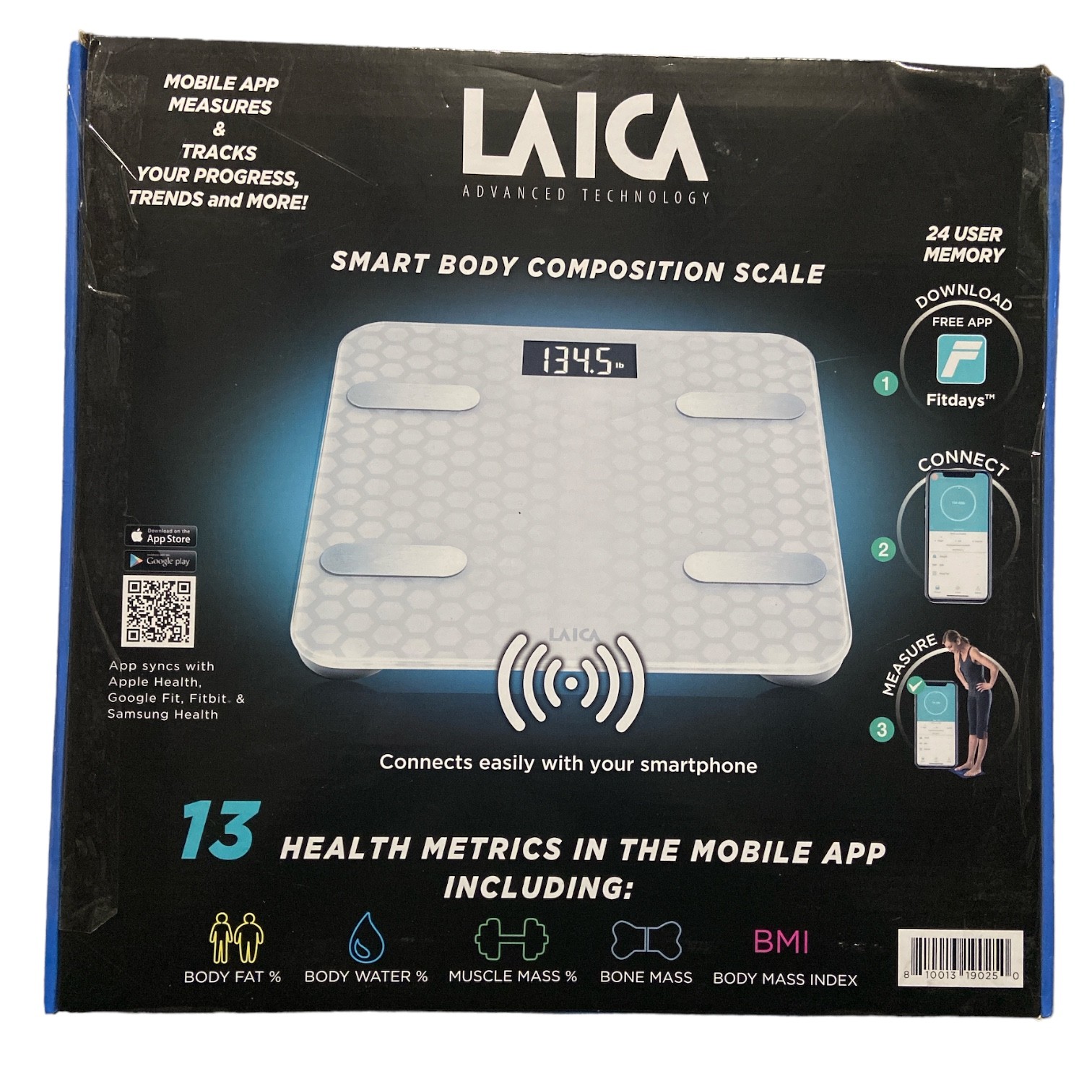 *Distressed Box* Laica Smart Body Composition 400lb Capacity Digital Bath Scale gallery