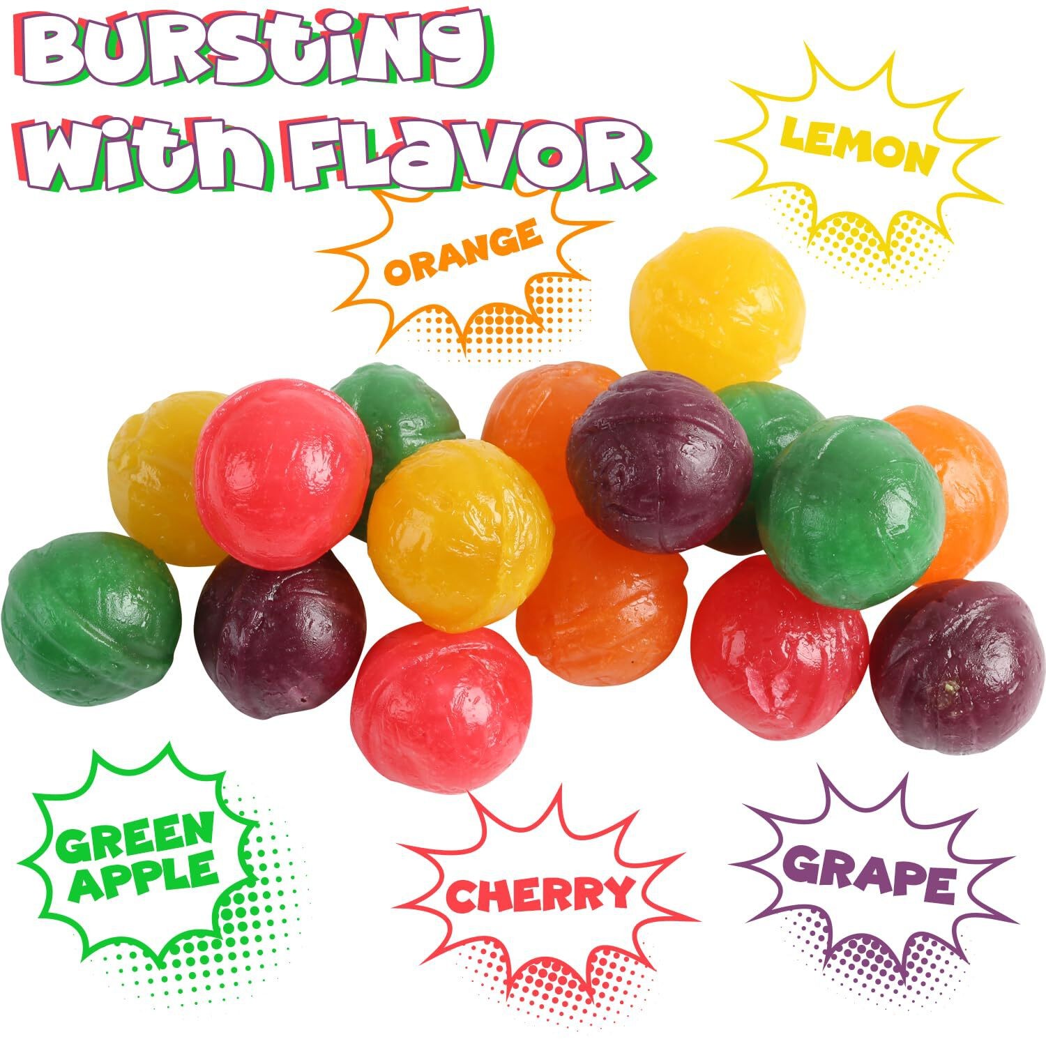 Hard Candy Fruit Balls - 4 Pounds - Fruity Sour Balls - Assorted Flavors gallery