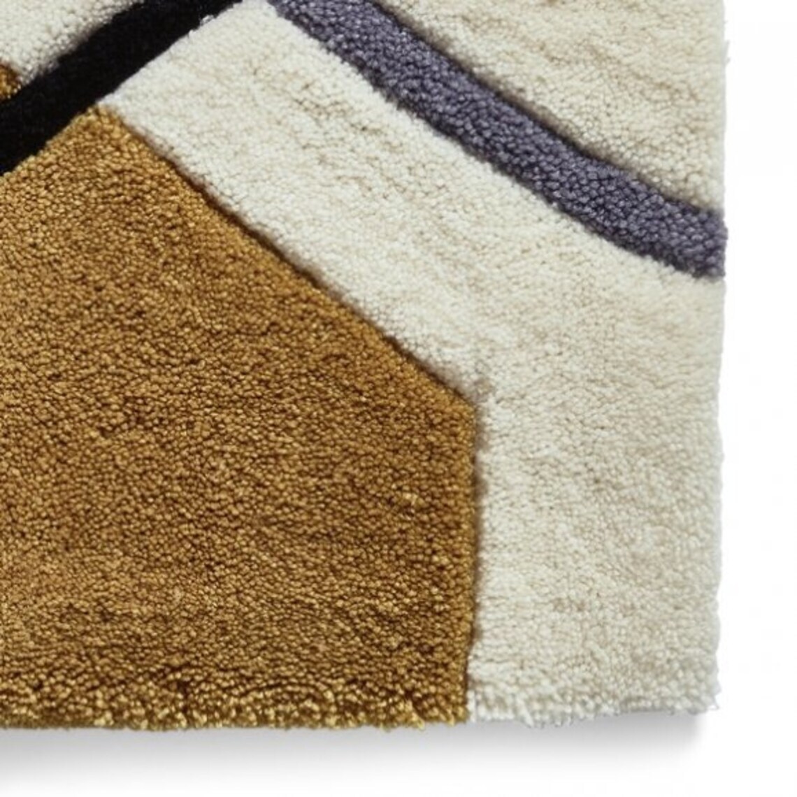Area Rugs 5' x 8' Kong Geometric Pattern Grey Yellow Hand Tufted Think Rugs gallery