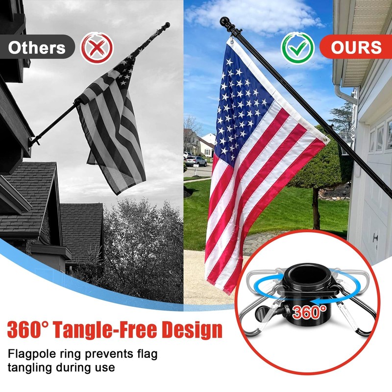 6FT Heavy Duty Tangle Free Flagpole Kit with 4x6FT Embroidered US Flag gallery