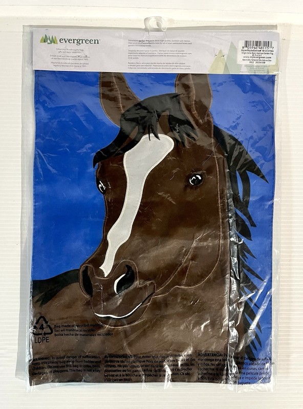 Evergreen Single Horse Basic Appliqué Garden Flag 12.5”x18” Polyester Nylon NEW gallery