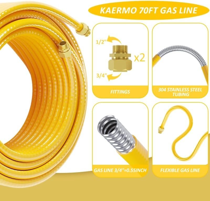 High-Quality 70FT Propane Natural Gas Line with Safety Features & Adaptability gallery