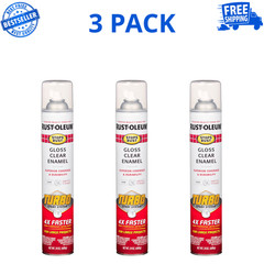 Rust-Oleum 353345 Stops Rust Turbo Spray Paint 24 Oz Gloss Clear, 3 Pack