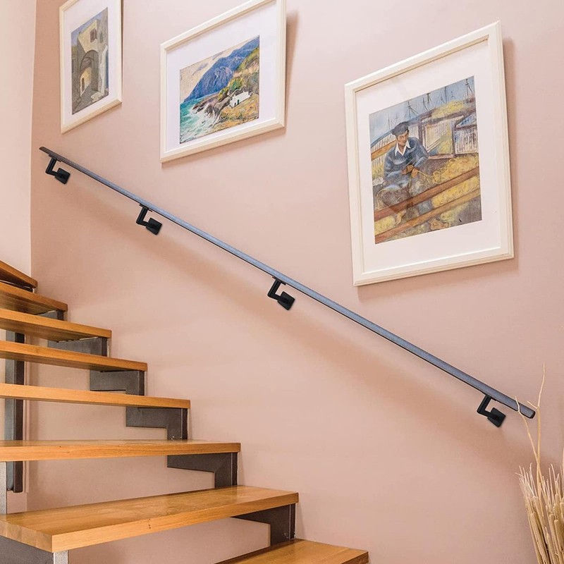 RealPlus Handrail Brackets, Heavy Duty Steel Square Hand Rail Brackets, Black gallery