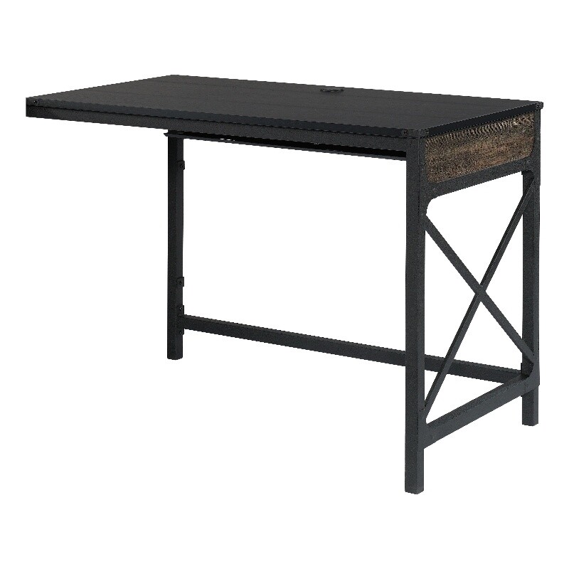 Sauder Foundry Road Engineered Wood/Metal 42" Desk Return in Carbon Oak