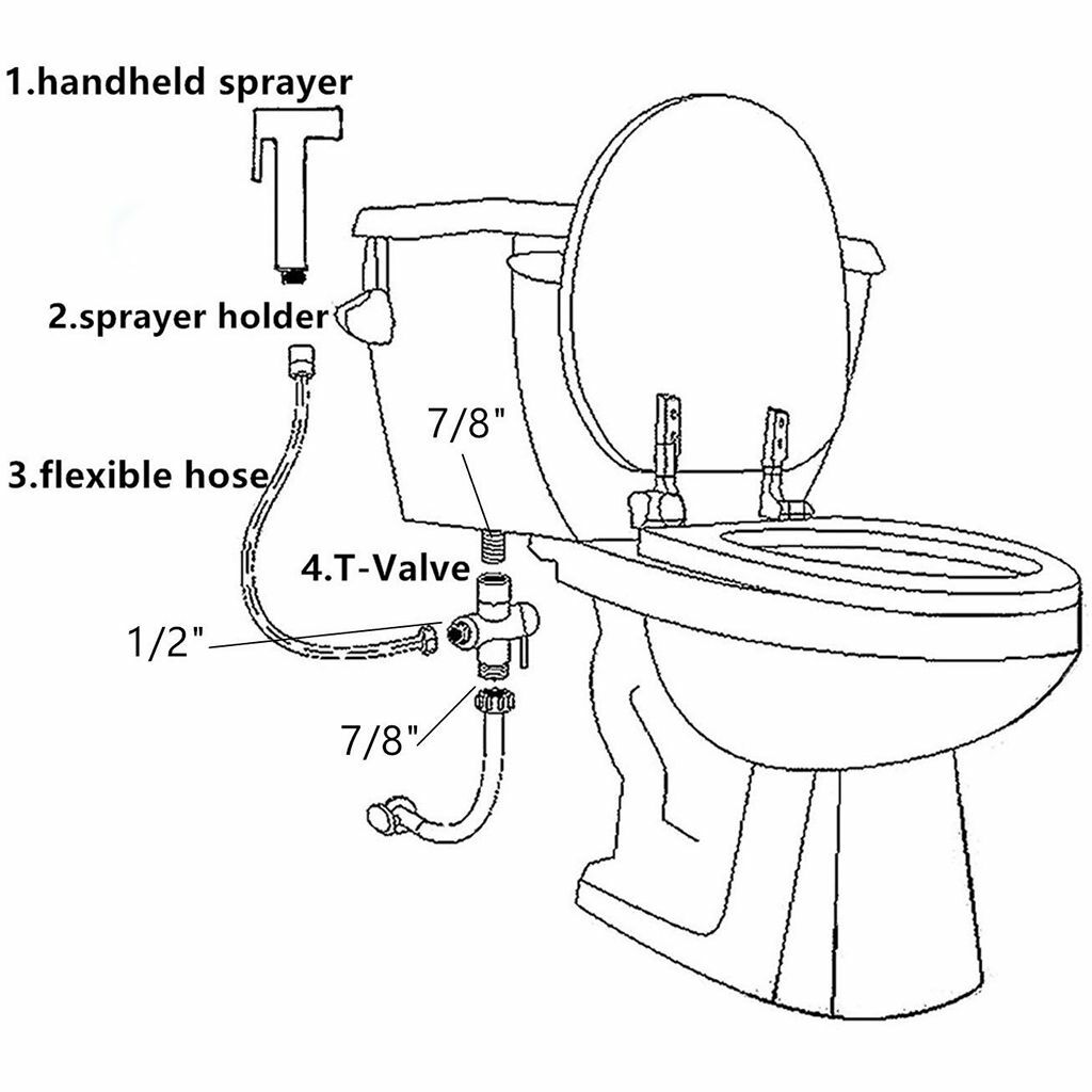 Brass Chrome T-adapter 3 Way Valve For Toilet Bidet Shower Head Diverter 7/8" gallery