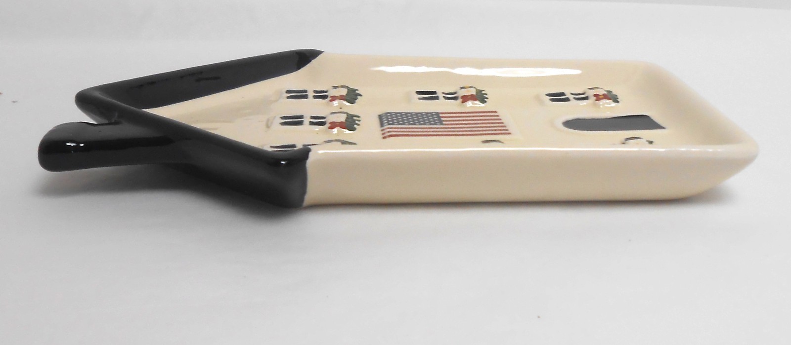 Dabney Lee Ceramic Spoon Rest American Flag Patriotic Red and Blue Flowers gallery