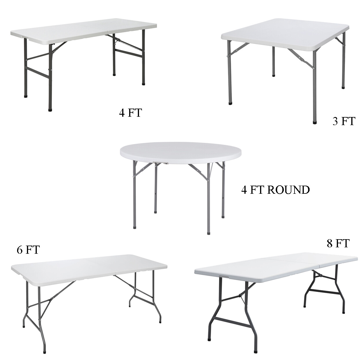 Plastic Folding Table Picnic Camping Table Indoor Outdoor 3/4/6/8 FT White/Black gallery