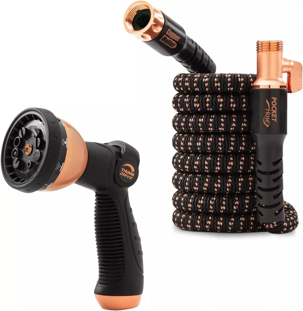 Pocket Hose Copper Bullet with Sprayer Expandable Garden Hose 650psi - ALL SIZES