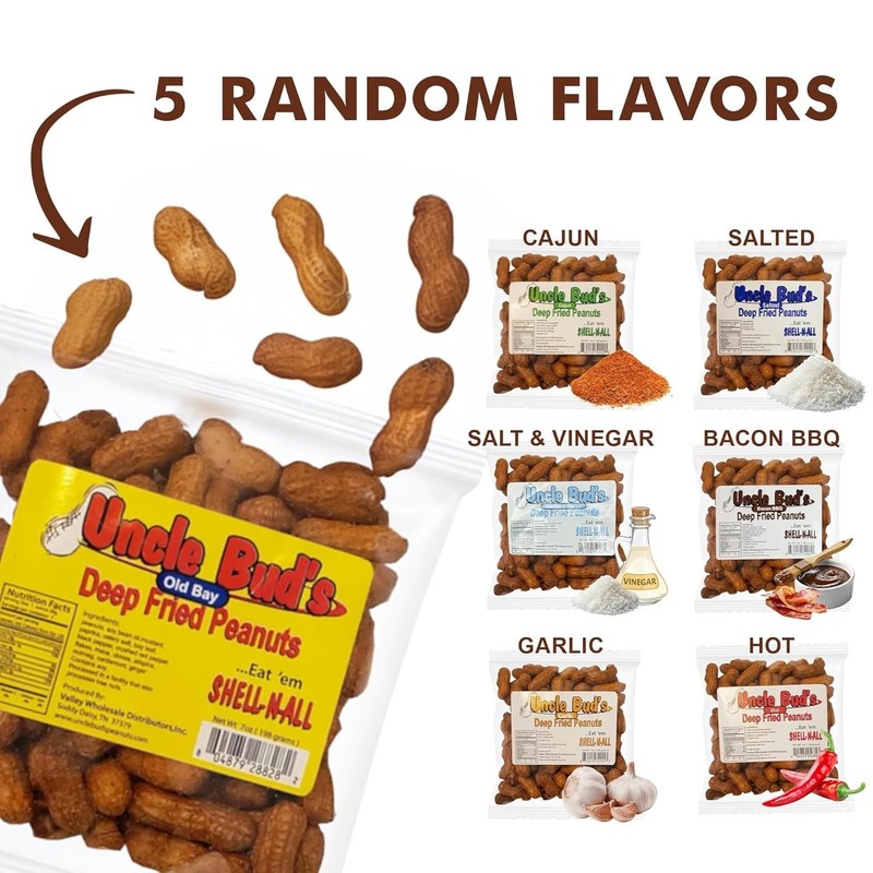 Uncle Buds Deep Fried Peanuts In Shell 5 Pack, Peanuts Individual Packs Salte... gallery