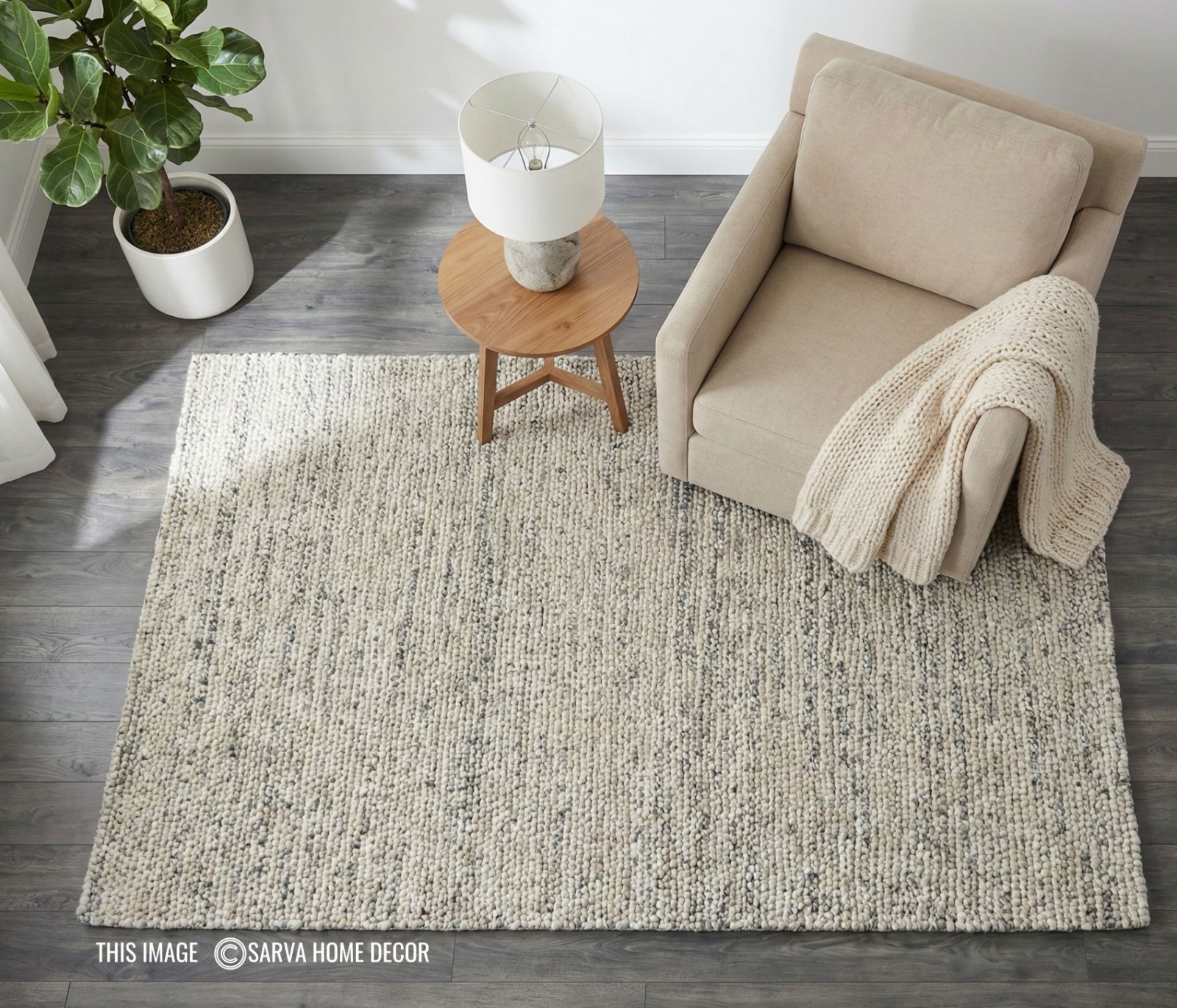 Natural Wool Rug Handwoven Chunky wool Loop Farmhouse decor Modern Area Carpet gallery