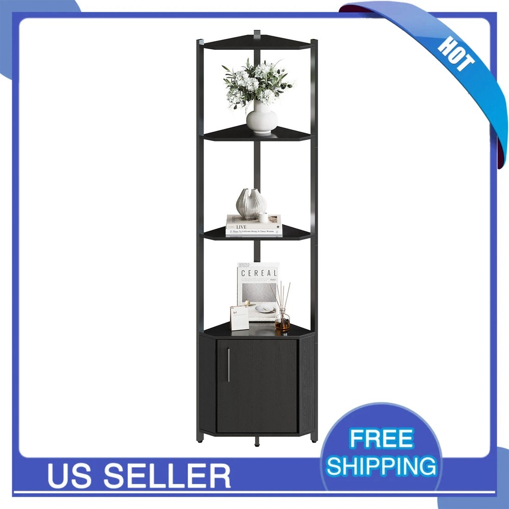 Corner Shelf with Storage 5-Tier Corner Storage Cabinet for Living Room Bedroom