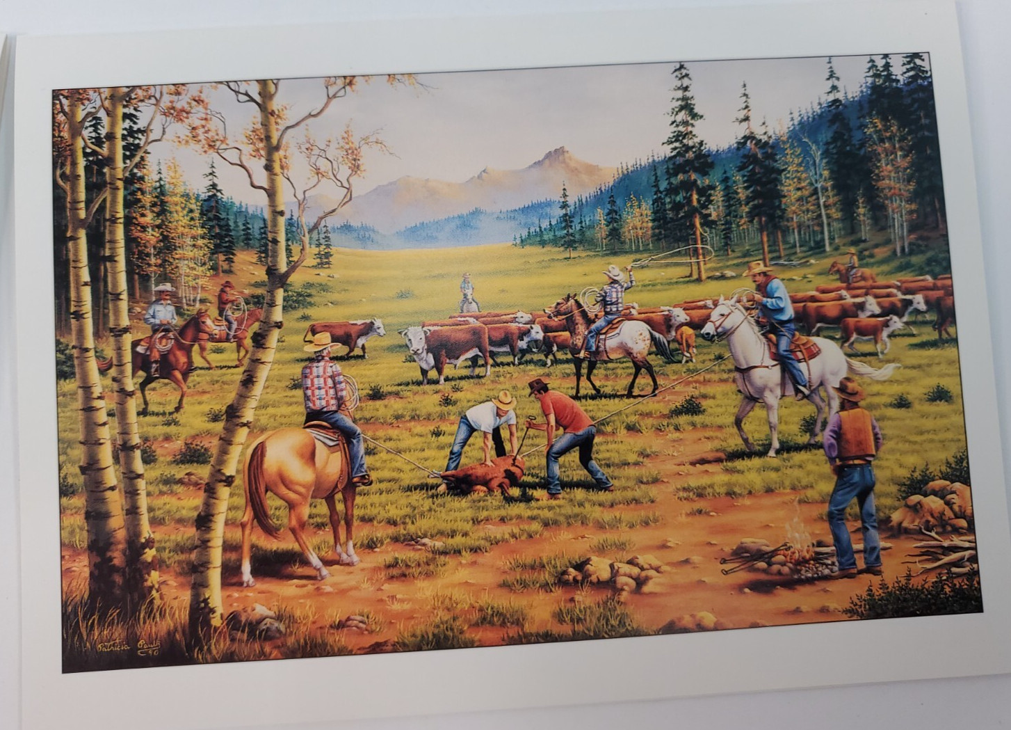Cowboys Western BLANK Notecards & Envelopes 18 Pk. Oil Painting "Branding" 5x7" gallery