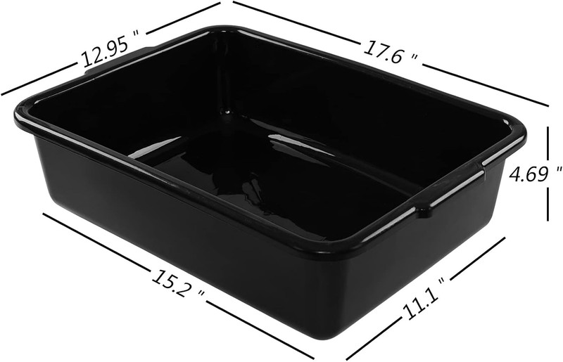 4 Pack Bus Box Commercial, 13 L Dirty Dish Bin Utility Tub, Black gallery