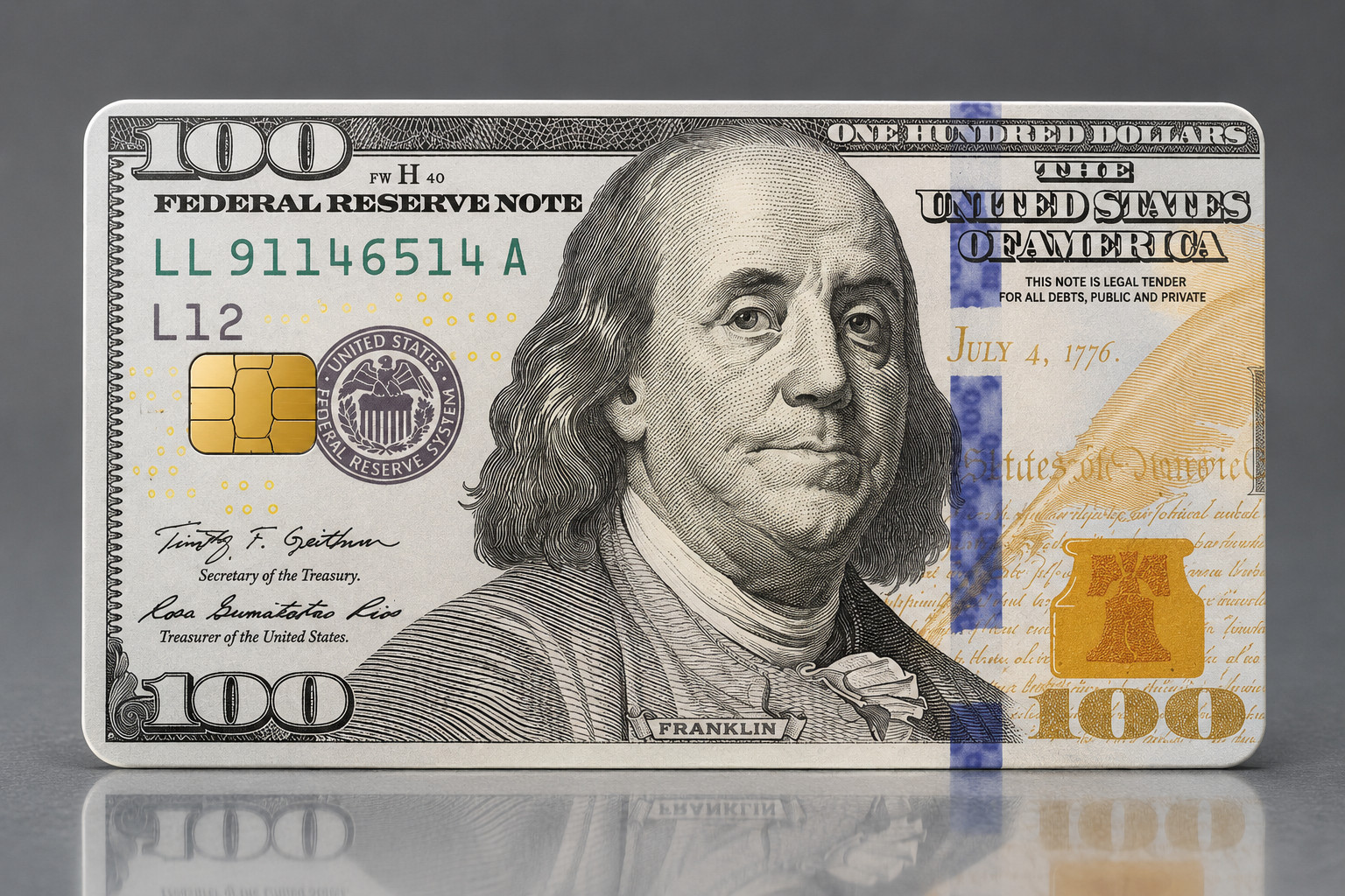 100 Dollars Bill Banknote Credit Card Skin Funny Debit Card Vinyl Sticker gallery