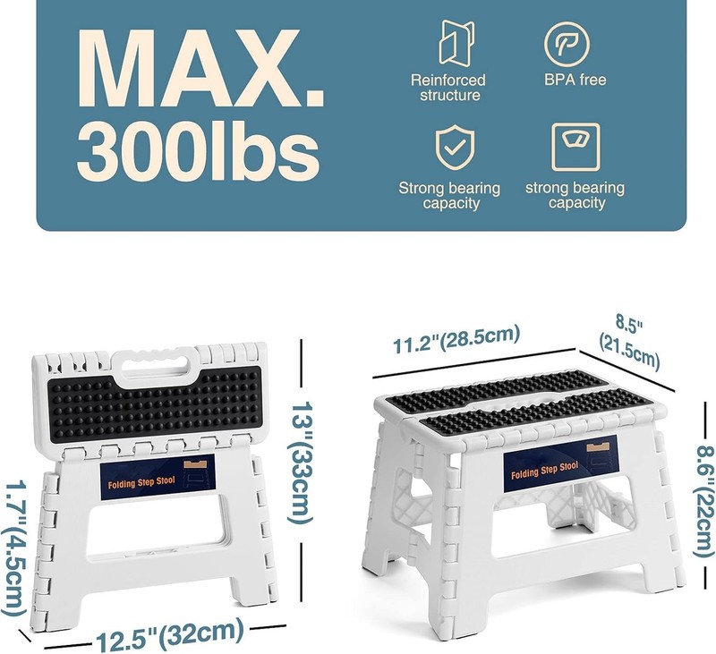 Folding Step Stool Lightweight Portable Non-Slip Kids Adult Kitchen Bathroom gallery