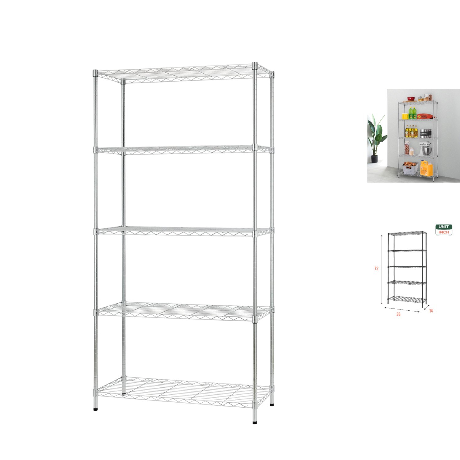 Commercial 5-Tier Adjustable Metal Shelving Unit for Restaurant & Garage - Ch... gallery