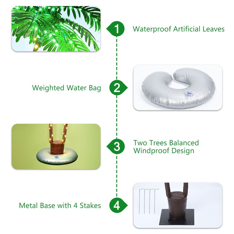 7ft Solar Lighted Palm Tree Artificial Fake Tree Lights Tiki Bar Pool Deck Decor gallery