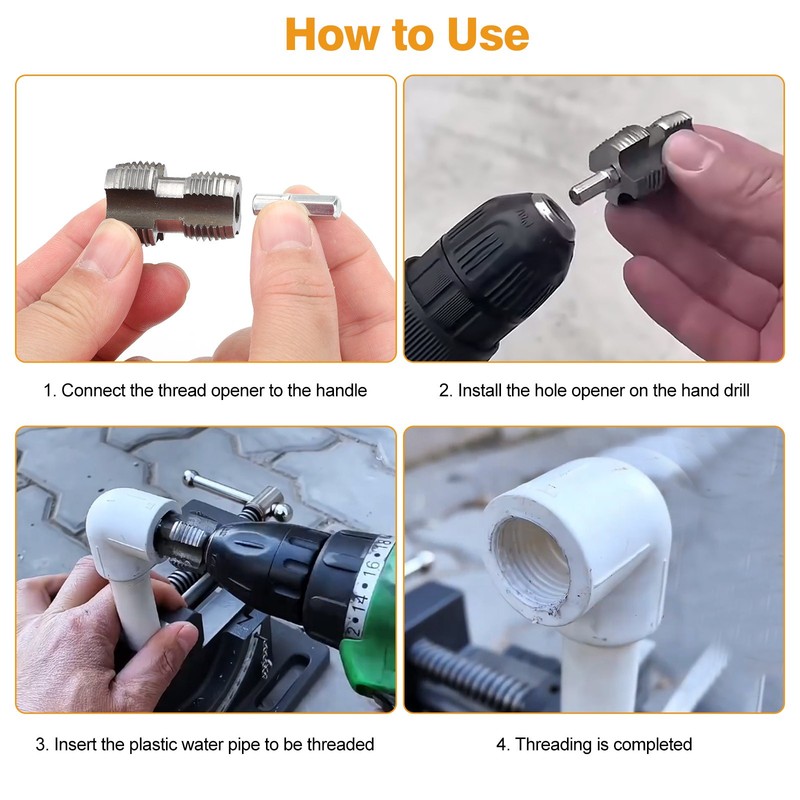 3pcs Integrated Internal & External Pipe Threading Tool PVC Pipe Threader Kit gallery
