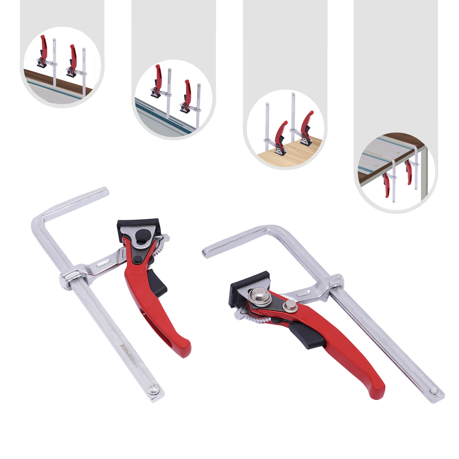 2PCS Saw Guide Rail Ratchet Clamp Track Saw Clamping Force Max 485lbs ﻿ gallery