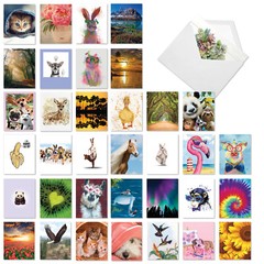 36 Asst’d Blank All Occasions Notes ed Set 4 x 5.12 Inch w/ Env. – Many Smiles