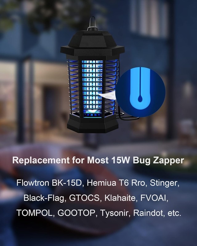 2 Pack 15W Bug Zapper Replacement Bulb 4 Pin FUL15W-BL UV Insect Lamp gallery