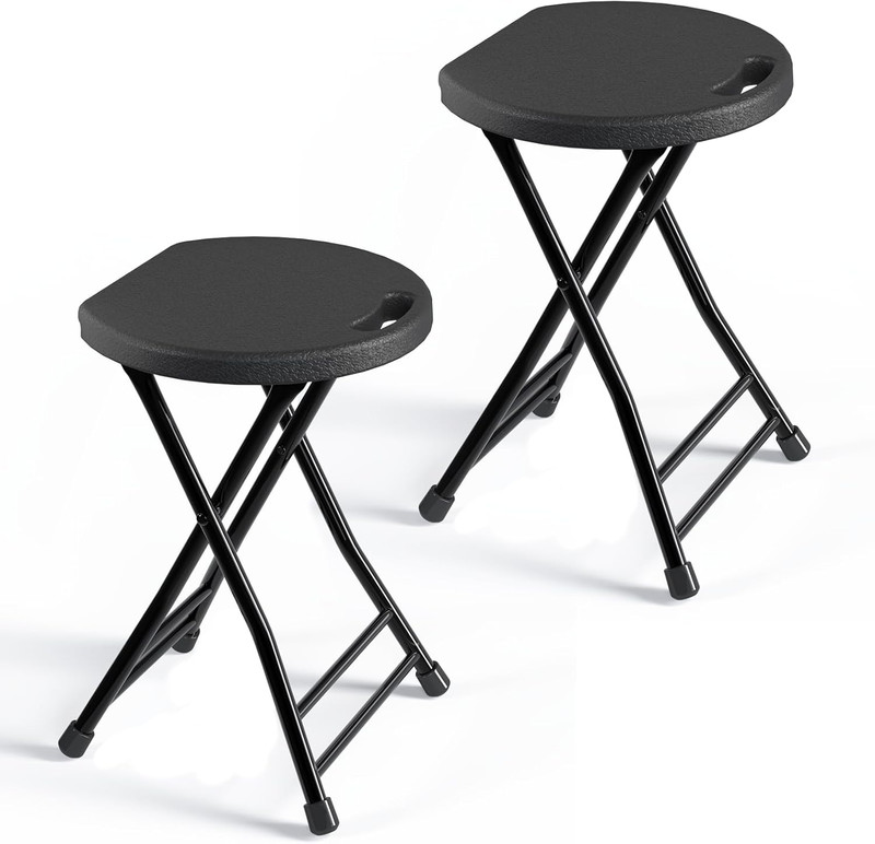 Folding Stool, 18 Inch Foldable Stool with Handle & Steel Frame, Pack of 2 Foldi gallery