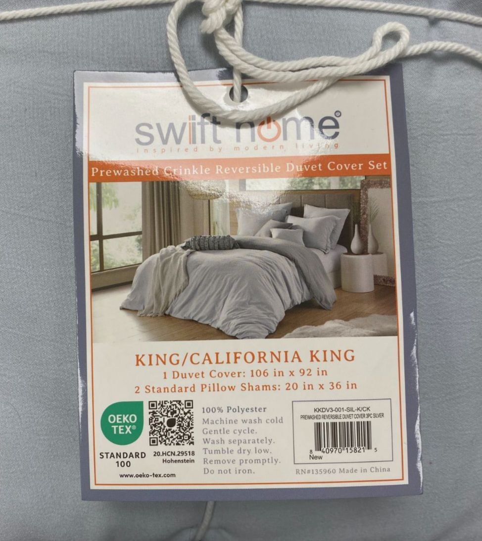 Swift Home Blue Crinkle Reversible Duvet Cover 3-Piece Set, King/Cal King gallery