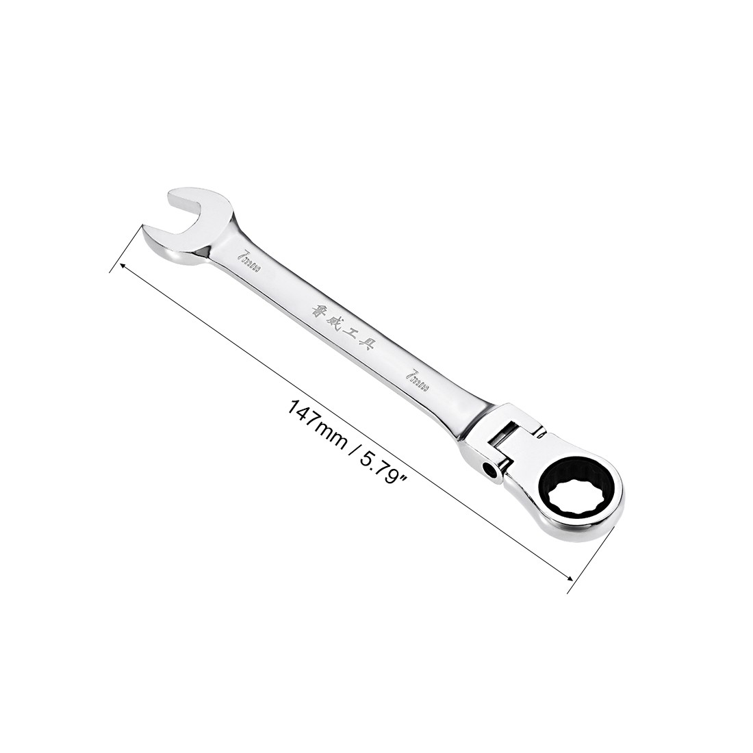 7mm Flex-Head Ratcheting Combination Wrench Metric 72 Teeth 12 Points Box Ended gallery