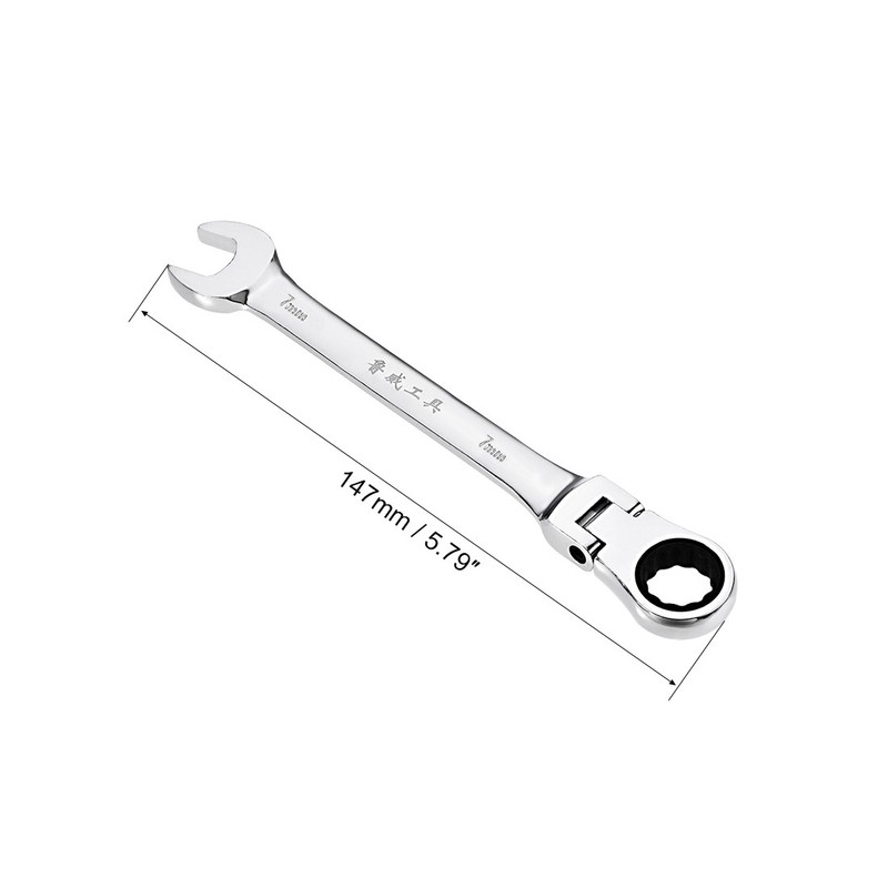 7mm Flex-Head Ratcheting Combination Wrench Metric 72 Teeth 12 Points Box Ended gallery