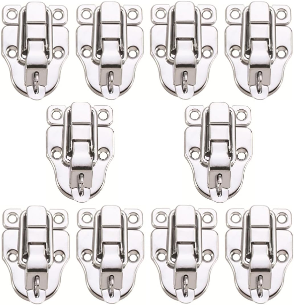 10 Pack Metal Duckbilled Box Hasp Lock Toggle Latch Catch for Toolbox Silver gallery