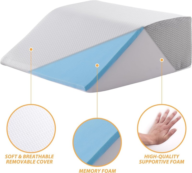 Stylish Leg Elevation Pillow with Removable Washable Cover - 8 Inch Foam Wedge gallery