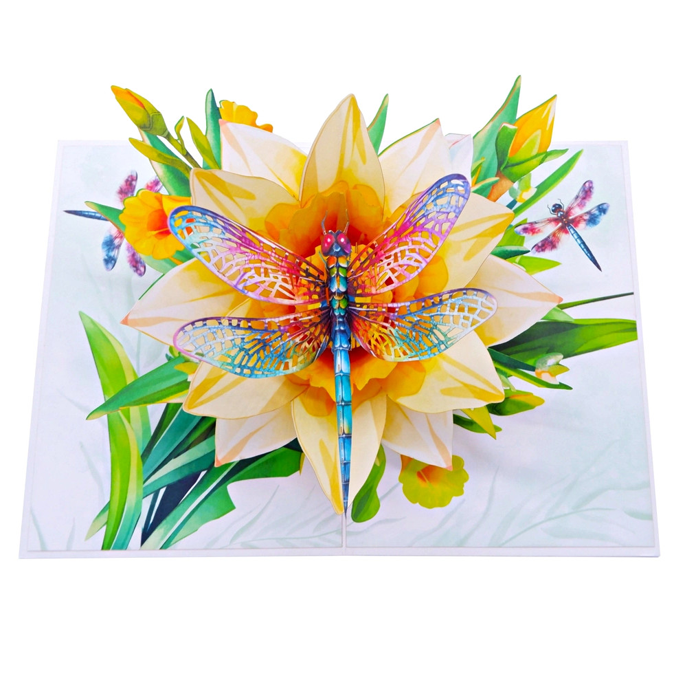 Dragonflies with Floral, Pop Up Card, 3D Popup Greeting Cards for all occasion gallery