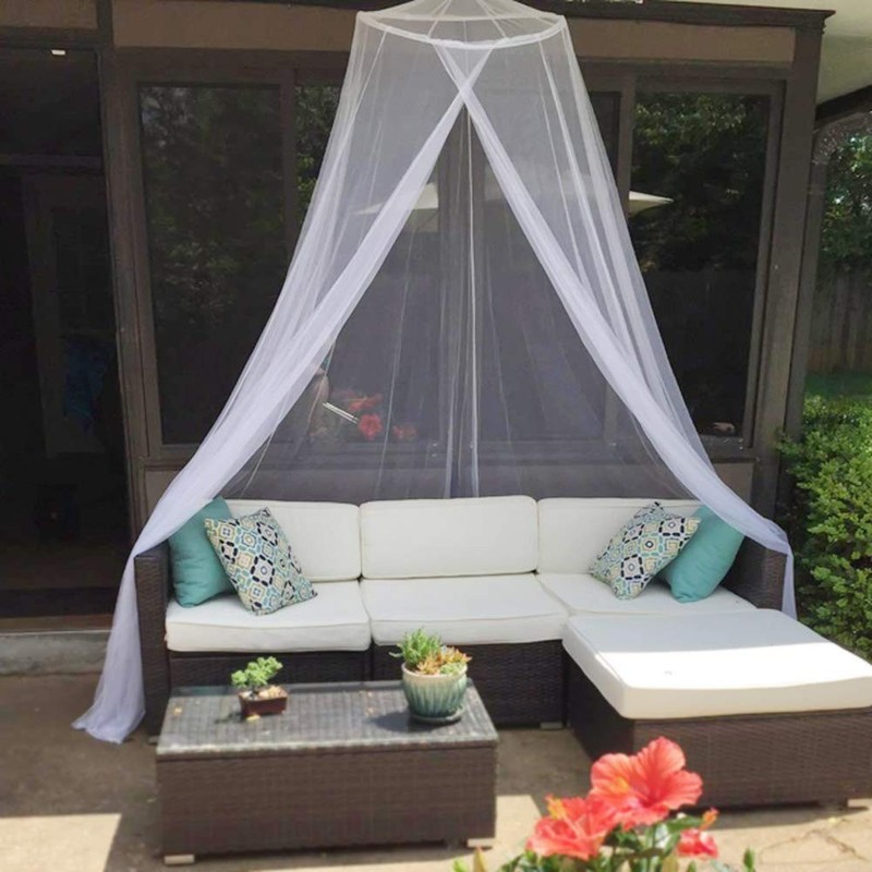 Bed Canopy Net for , Lace Flower Design, Easy to Hang, White gallery