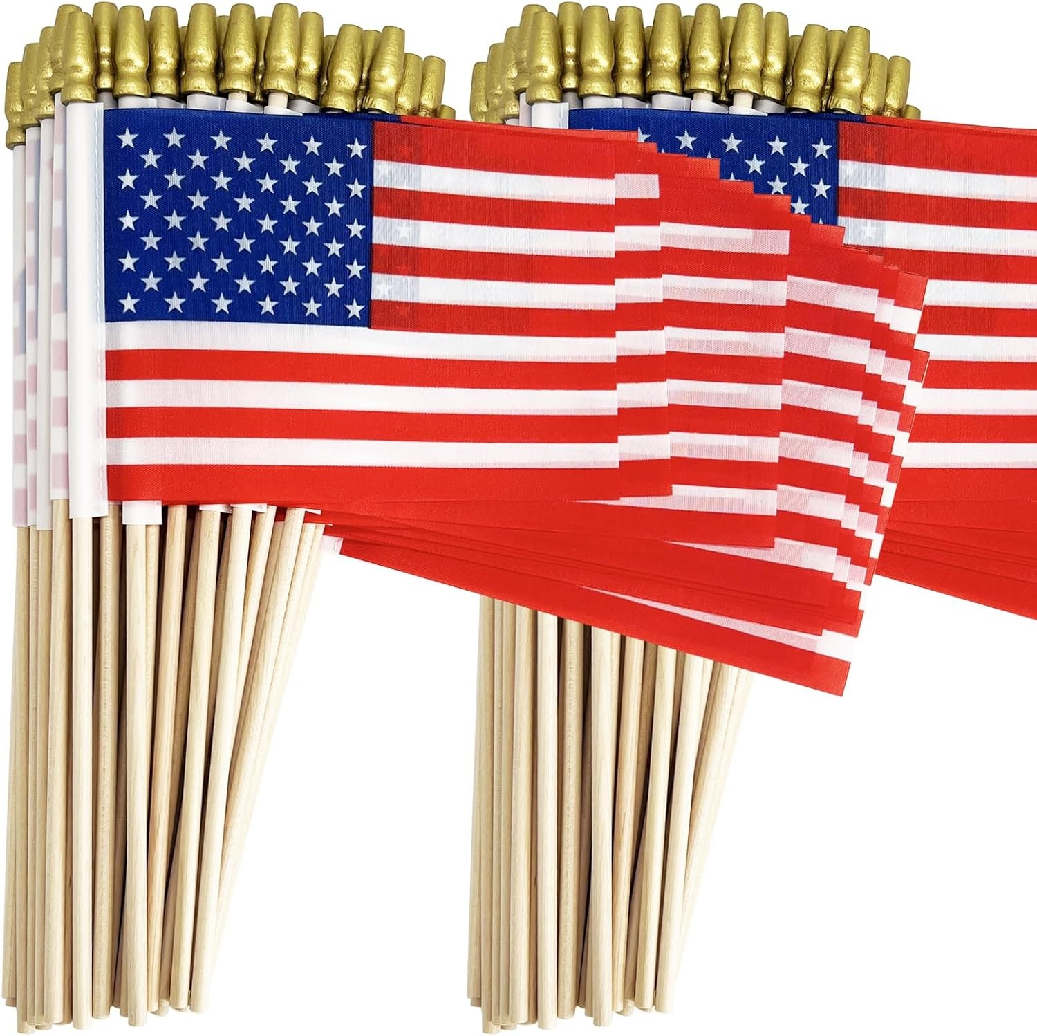 100 pack Fade Resistant Small American Flags On Stick,4x6 Inch US Flags Outside gallery