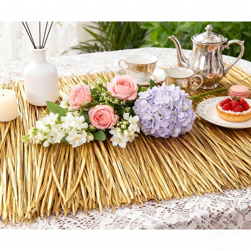 Artificial Thatch Roofing Rolls Yellow 16 x 157 Tiki Bar Palapa Garden gallery