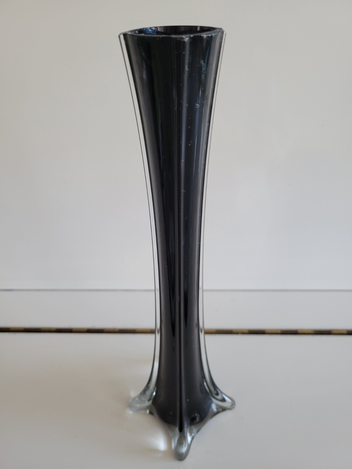 CLEAR AND BLACK GLASS EIFFEL TOWER DECORATIVE TABLE VASE 11.75 INCHES gallery