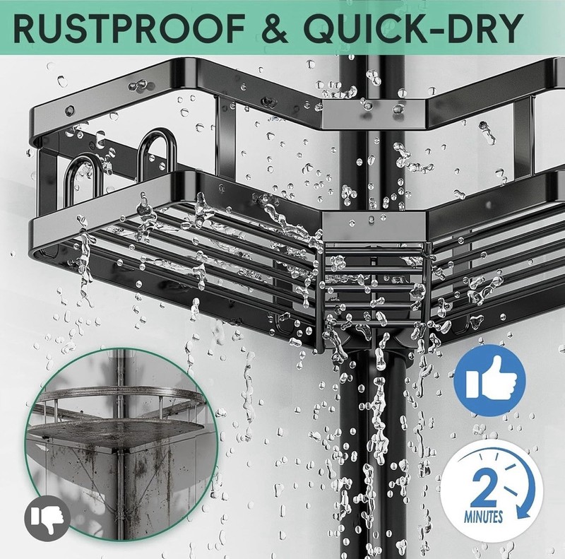 4-tier Adjustable Corner Shower Caddy Organizer with HooksRustproof Tension gallery