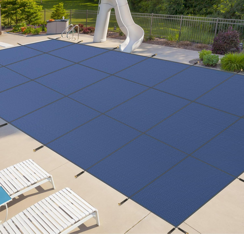 Inground Pool Safety Cover 16x32ft - Durable Winter Protection, Blue