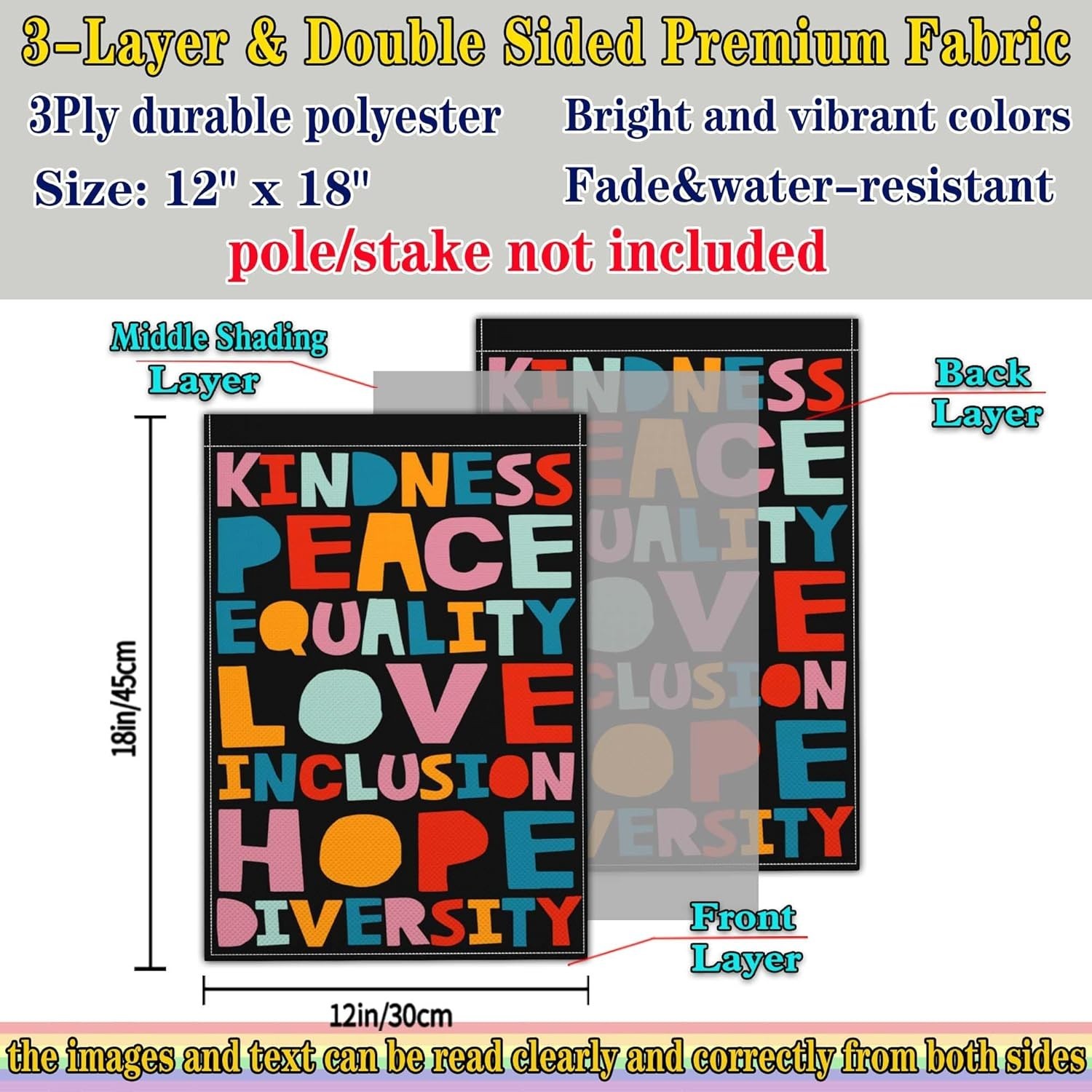 Kindness Peace Equality Love Inclusion Hope Diversity Garden Flag Pride Garden F gallery